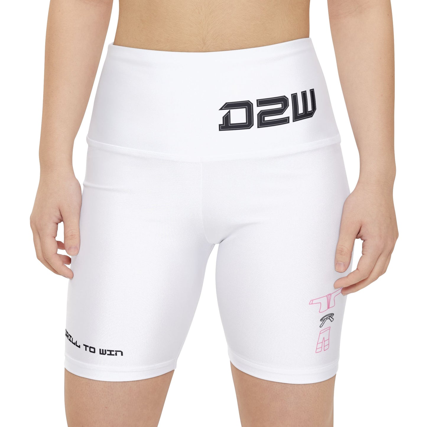 Women's Workout Shorts white with Black and Pink Print